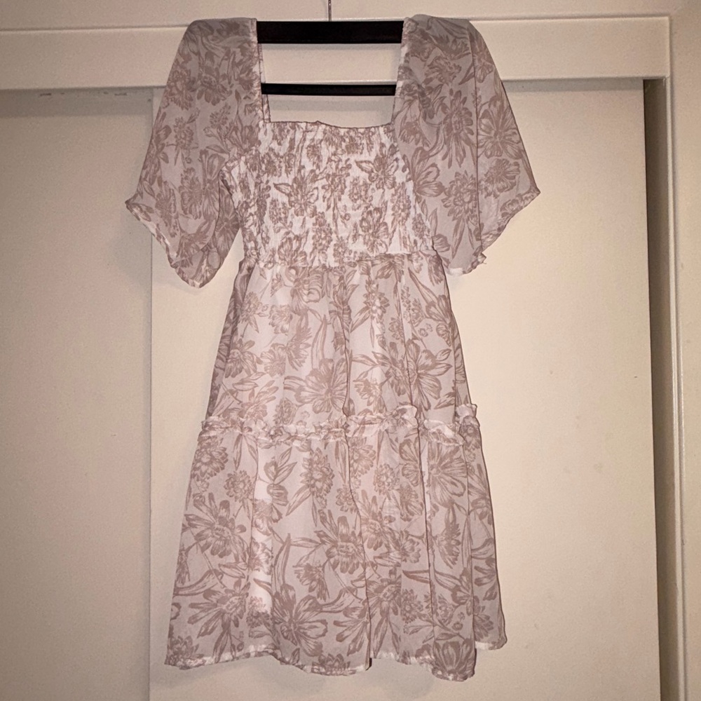 Floral Print Dress with Puff Sleeves